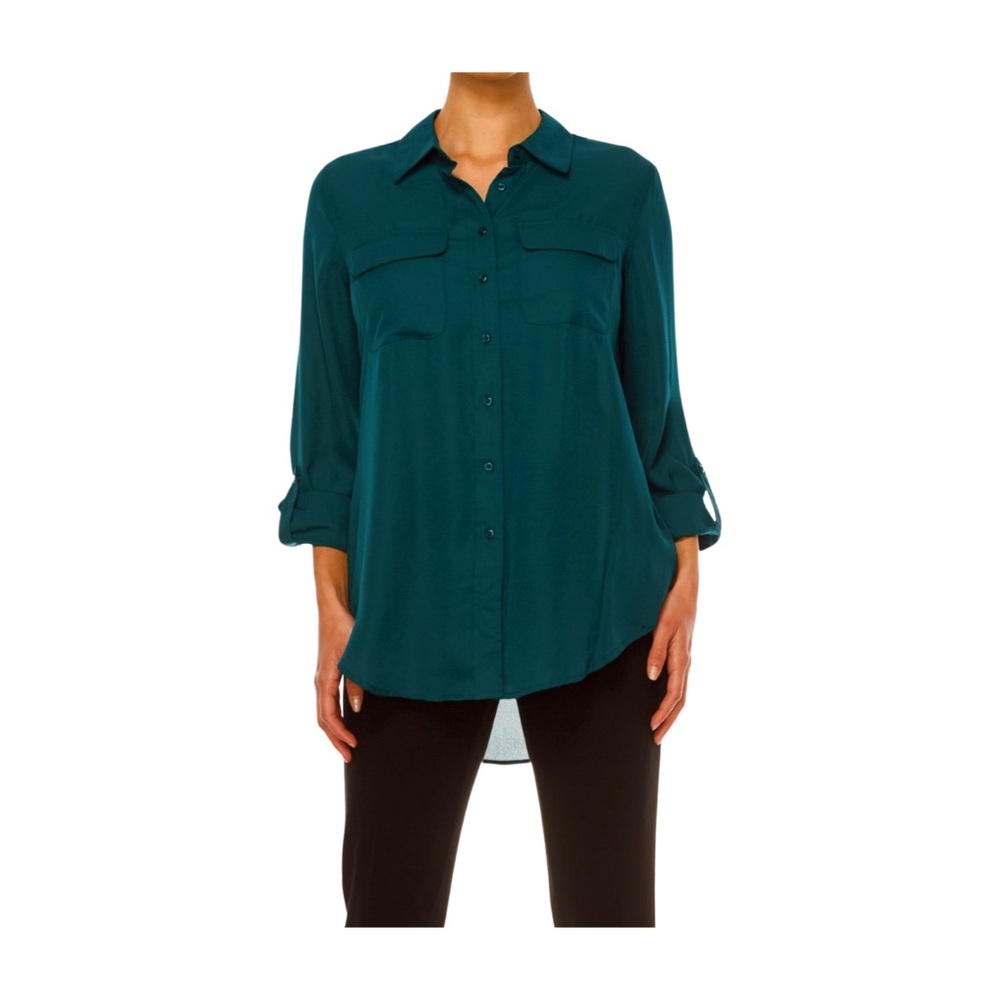 Spense Emerald Green Blouse  Adjustable Sleeves